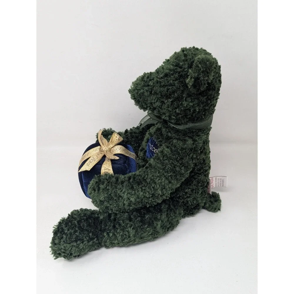 Vintage Gund Hearts A Glow 88020 Green Christmas Teddy Bear Peace Gift 90s 1990s